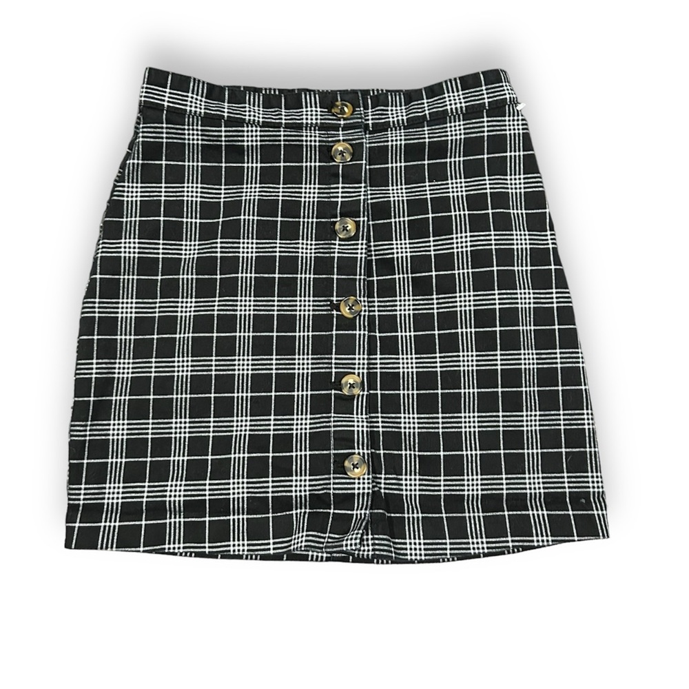 [Divided] Plaid Button Skirt